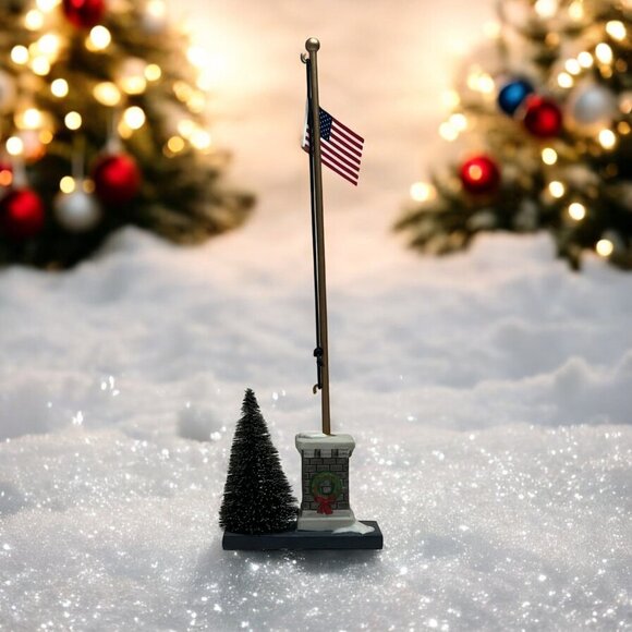 Dept 56 Stars And Stripes Flag Pole General Village Accessory - Picture 1 of 6